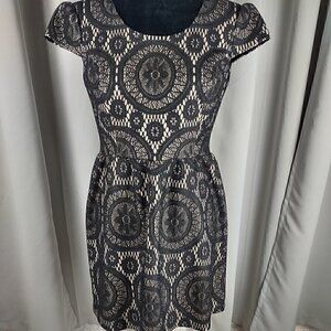 Kalijati Black Lace Dress With Nude Slip Underneath. Size M